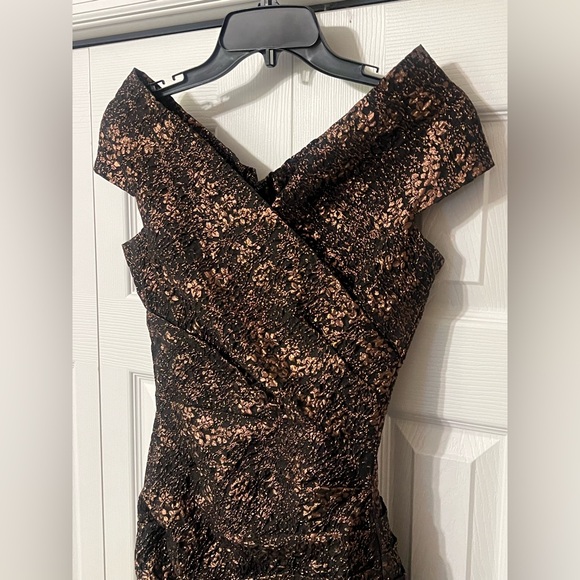 Rickie Freeman Teri John Dress Black and Gold Rose Gold Size 4 - Picture 14 of 16